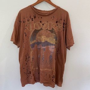 The Doors Band T-shirt. Size S/M Brown over sized distressed.